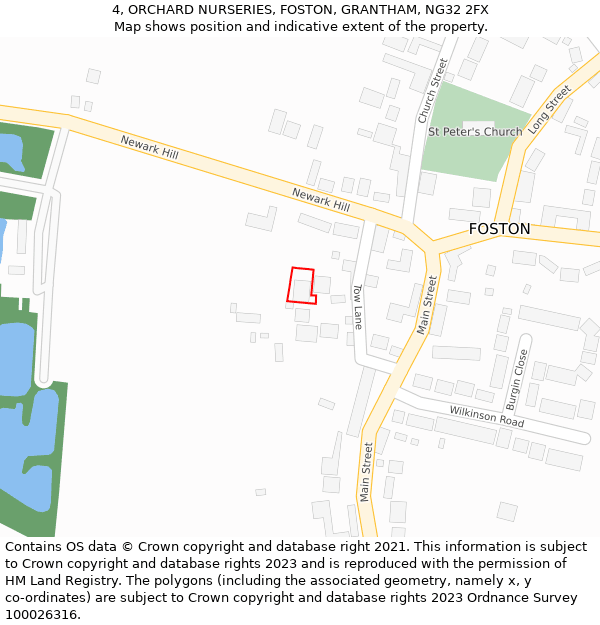 4, ORCHARD NURSERIES, FOSTON, GRANTHAM, NG32 2FX: Location map and indicative extent of plot