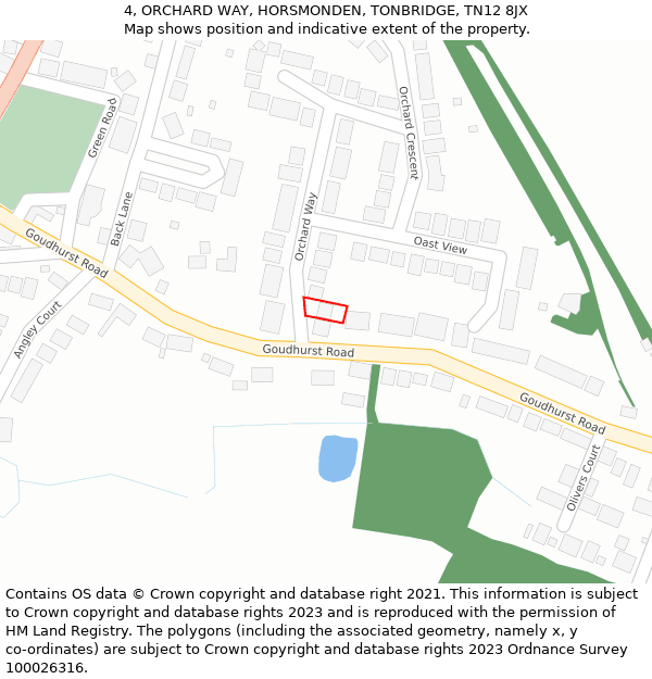 4, ORCHARD WAY, HORSMONDEN, TONBRIDGE, TN12 8JX: Location map and indicative extent of plot