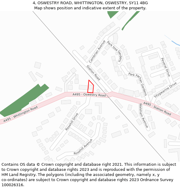 4, OSWESTRY ROAD, WHITTINGTON, OSWESTRY, SY11 4BG: Location map and indicative extent of plot