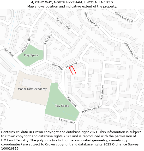 4, OTHO WAY, NORTH HYKEHAM, LINCOLN, LN6 9ZD: Location map and indicative extent of plot