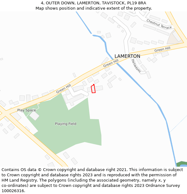 4, OUTER DOWN, LAMERTON, TAVISTOCK, PL19 8RA: Location map and indicative extent of plot