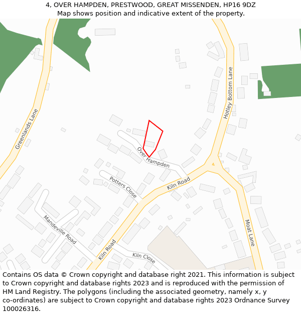 4, OVER HAMPDEN, PRESTWOOD, GREAT MISSENDEN, HP16 9DZ: Location map and indicative extent of plot