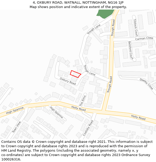 4, OXBURY ROAD, WATNALL, NOTTINGHAM, NG16 1JP: Location map and indicative extent of plot