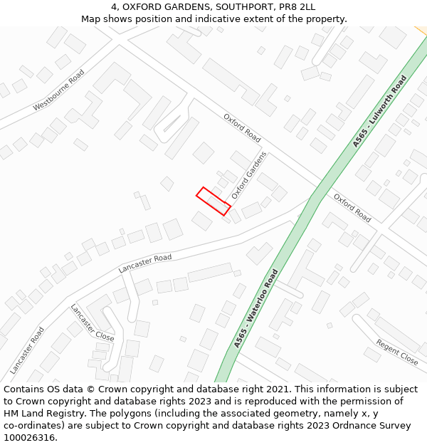 4, OXFORD GARDENS, SOUTHPORT, PR8 2LL: Location map and indicative extent of plot