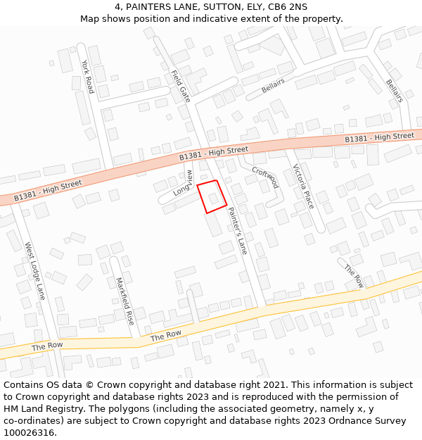 4, PAINTERS LANE, SUTTON, ELY, CB6 2NS: Location map and indicative extent of plot