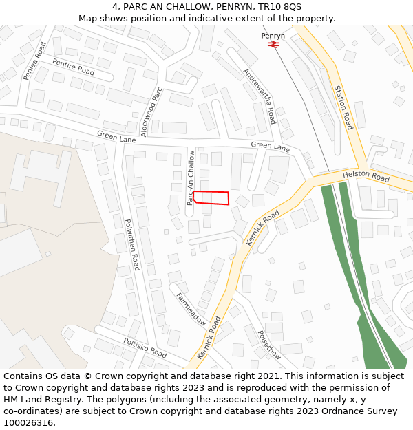 4, PARC AN CHALLOW, PENRYN, TR10 8QS: Location map and indicative extent of plot