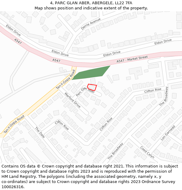 4, PARC GLAN ABER, ABERGELE, LL22 7FA: Location map and indicative extent of plot