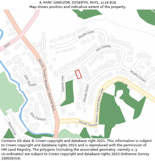 4, PARC GWELFOR, DYSERTH, RHYL, LL18 6LN: Location map and indicative extent of plot