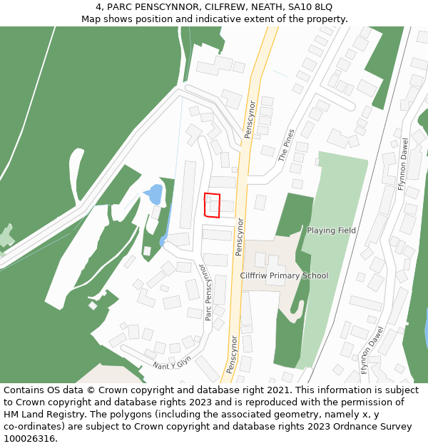 4, PARC PENSCYNNOR, CILFREW, NEATH, SA10 8LQ: Location map and indicative extent of plot