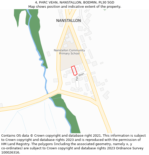 4, PARC VEAN, NANSTALLON, BODMIN, PL30 5GD: Location map and indicative extent of plot