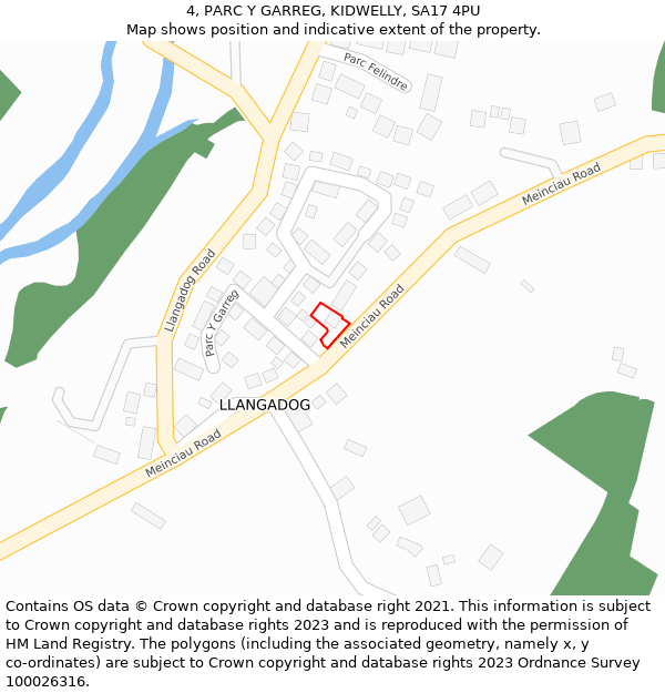 4, PARC Y GARREG, KIDWELLY, SA17 4PU: Location map and indicative extent of plot