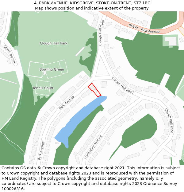 4, PARK AVENUE, KIDSGROVE, STOKE-ON-TRENT, ST7 1BG: Location map and indicative extent of plot