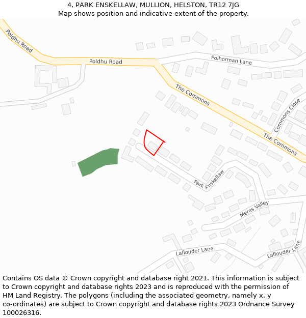 4, PARK ENSKELLAW, MULLION, HELSTON, TR12 7JG: Location map and indicative extent of plot