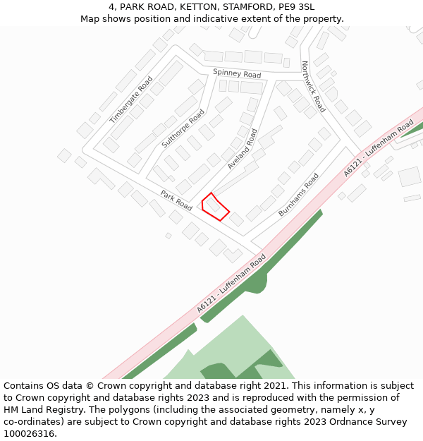 4, PARK ROAD, KETTON, STAMFORD, PE9 3SL: Location map and indicative extent of plot