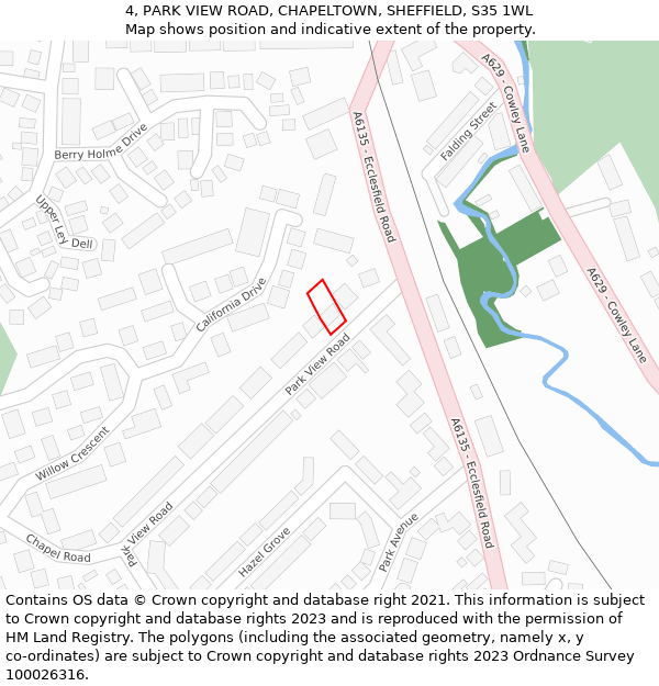 4, PARK VIEW ROAD, CHAPELTOWN, SHEFFIELD, S35 1WL: Location map and indicative extent of plot