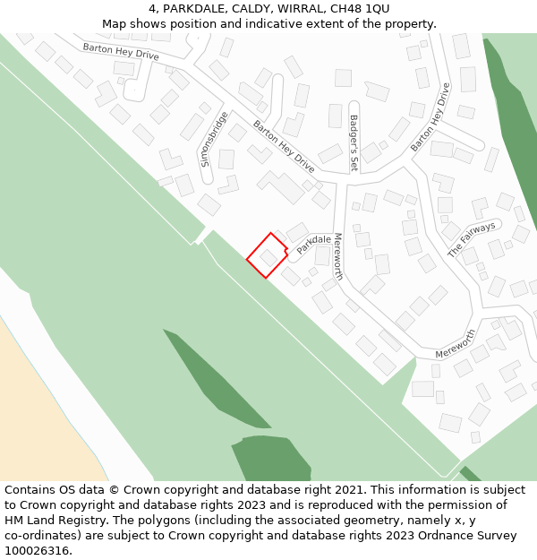 4, PARKDALE, CALDY, WIRRAL, CH48 1QU: Location map and indicative extent of plot