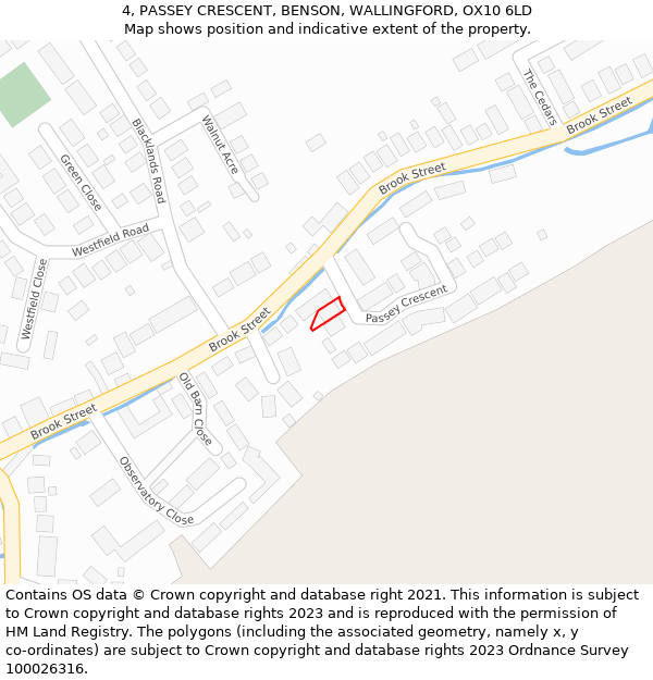 4, PASSEY CRESCENT, BENSON, WALLINGFORD, OX10 6LD: Location map and indicative extent of plot