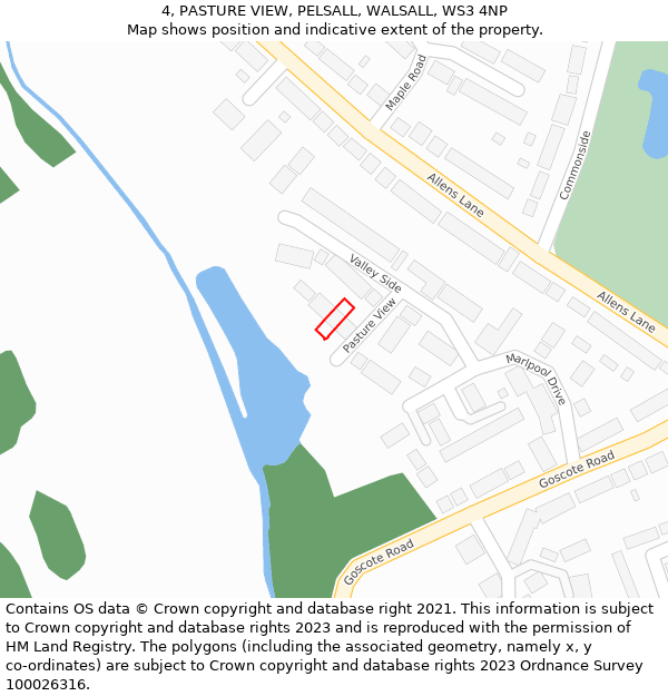 4, PASTURE VIEW, PELSALL, WALSALL, WS3 4NP: Location map and indicative extent of plot