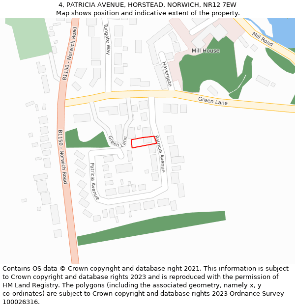 4, PATRICIA AVENUE, HORSTEAD, NORWICH, NR12 7EW: Location map and indicative extent of plot