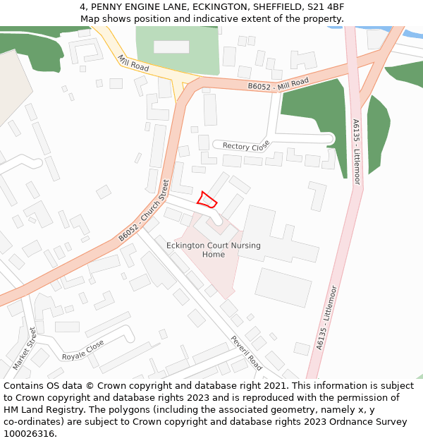 4, PENNY ENGINE LANE, ECKINGTON, SHEFFIELD, S21 4BF: Location map and indicative extent of plot