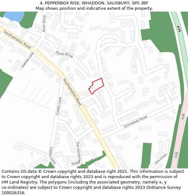 4, PEPPERBOX RISE, WHADDON, SALISBURY, SP5 3BF: Location map and indicative extent of plot