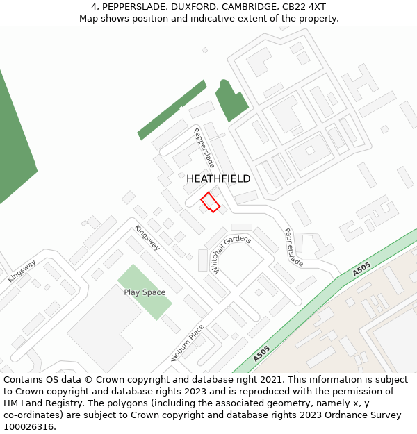 4, PEPPERSLADE, DUXFORD, CAMBRIDGE, CB22 4XT: Location map and indicative extent of plot