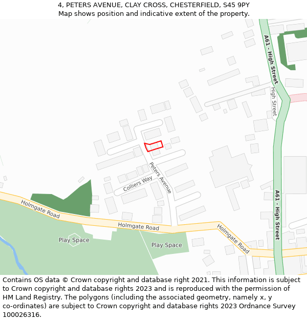 4, PETERS AVENUE, CLAY CROSS, CHESTERFIELD, S45 9PY: Location map and indicative extent of plot