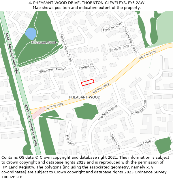 4, PHEASANT WOOD DRIVE, THORNTON-CLEVELEYS, FY5 2AW: Location map and indicative extent of plot