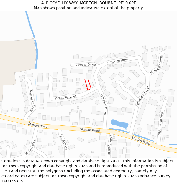4, PICCADILLY WAY, MORTON, BOURNE, PE10 0PE: Location map and indicative extent of plot