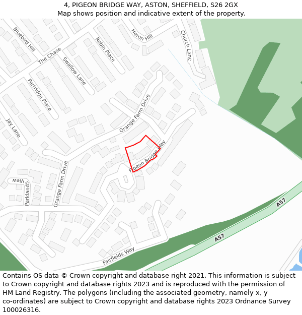 4, PIGEON BRIDGE WAY, ASTON, SHEFFIELD, S26 2GX: Location map and indicative extent of plot