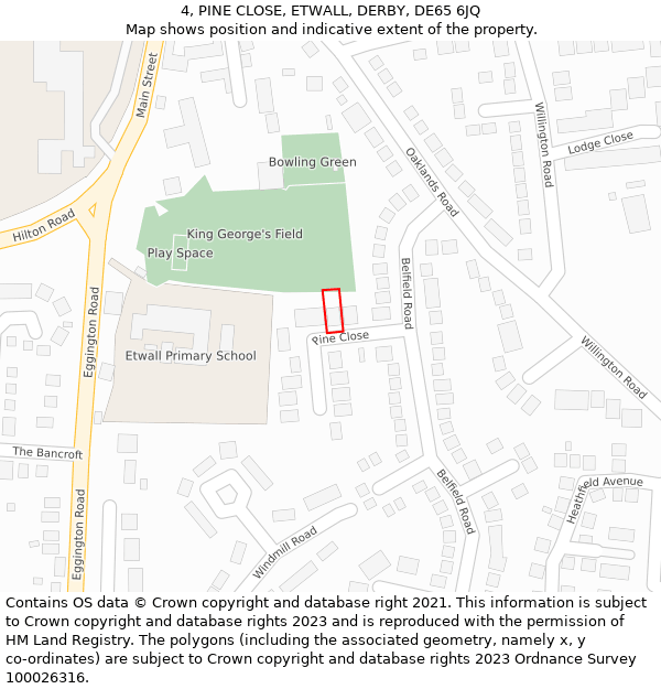 4, PINE CLOSE, ETWALL, DERBY, DE65 6JQ: Location map and indicative extent of plot