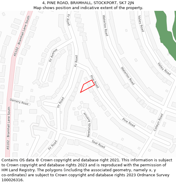 4, PINE ROAD, BRAMHALL, STOCKPORT, SK7 2JN: Location map and indicative extent of plot