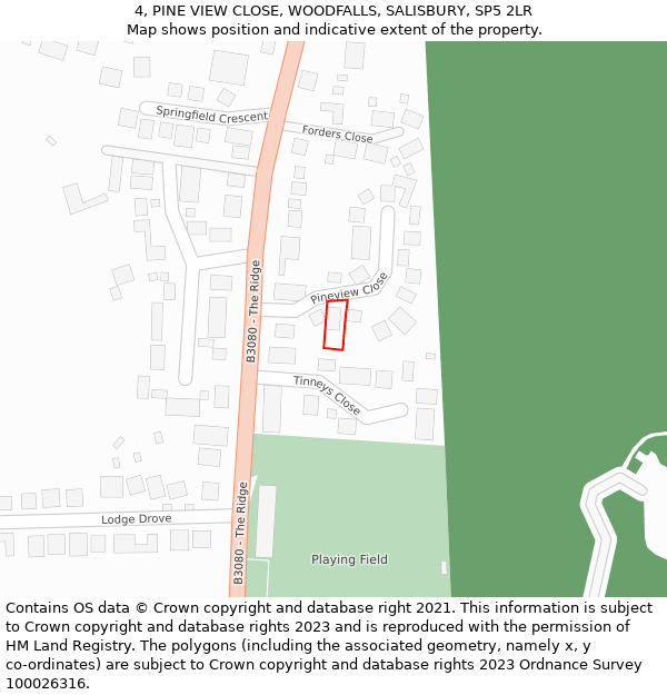 4, PINE VIEW CLOSE, WOODFALLS, SALISBURY, SP5 2LR: Location map and indicative extent of plot