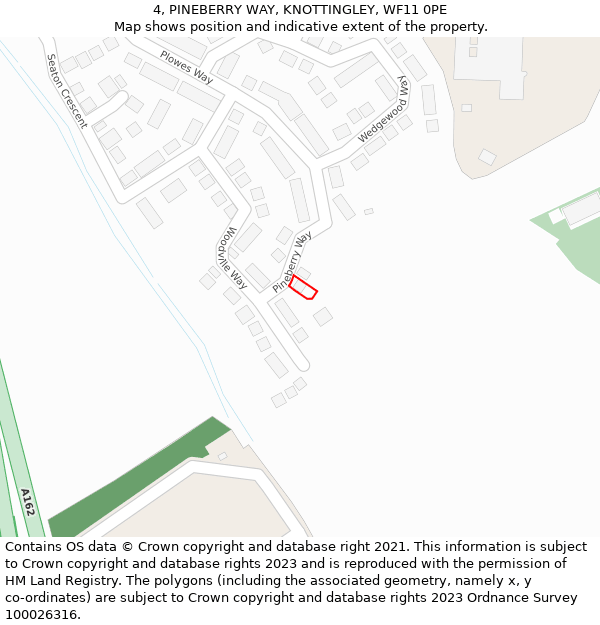 4, PINEBERRY WAY, KNOTTINGLEY, WF11 0PE: Location map and indicative extent of plot