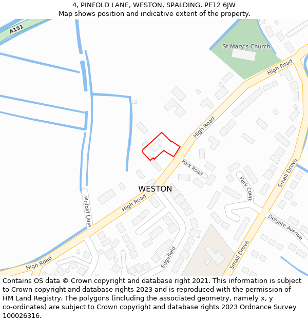 4, PINFOLD LANE, WESTON, SPALDING, PE12 6JW: Location map and indicative extent of plot