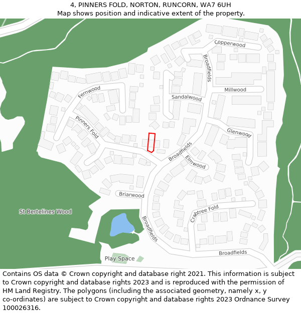 4, PINNERS FOLD, NORTON, RUNCORN, WA7 6UH: Location map and indicative extent of plot