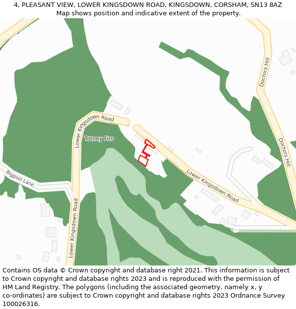 4, PLEASANT VIEW, LOWER KINGSDOWN ROAD, KINGSDOWN, CORSHAM, SN13 8AZ: Location map and indicative extent of plot