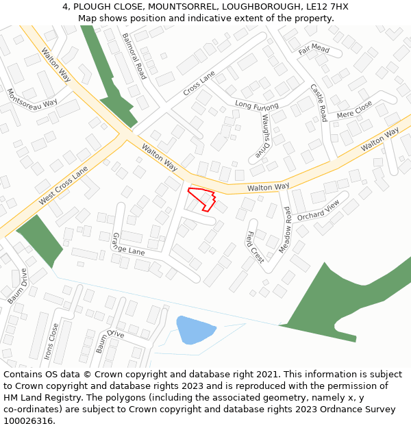 4, PLOUGH CLOSE, MOUNTSORREL, LOUGHBOROUGH, LE12 7HX: Location map and indicative extent of plot