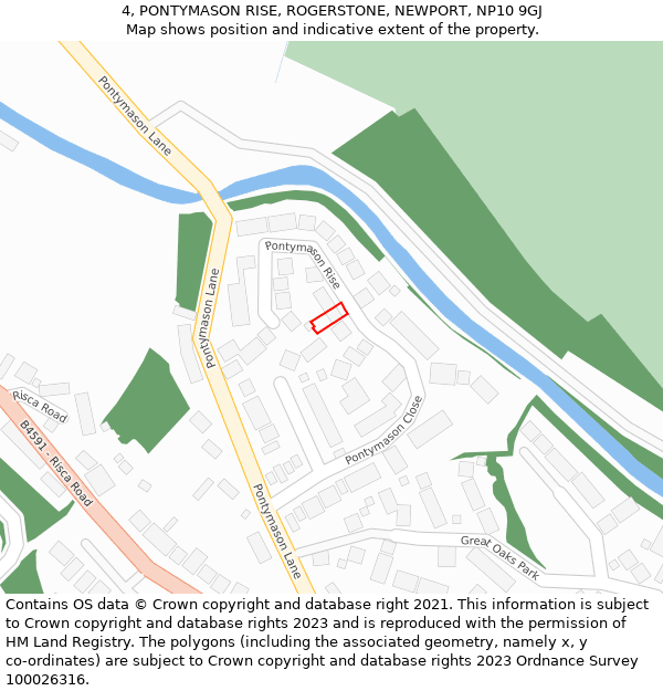 4, PONTYMASON RISE, ROGERSTONE, NEWPORT, NP10 9GJ: Location map and indicative extent of plot