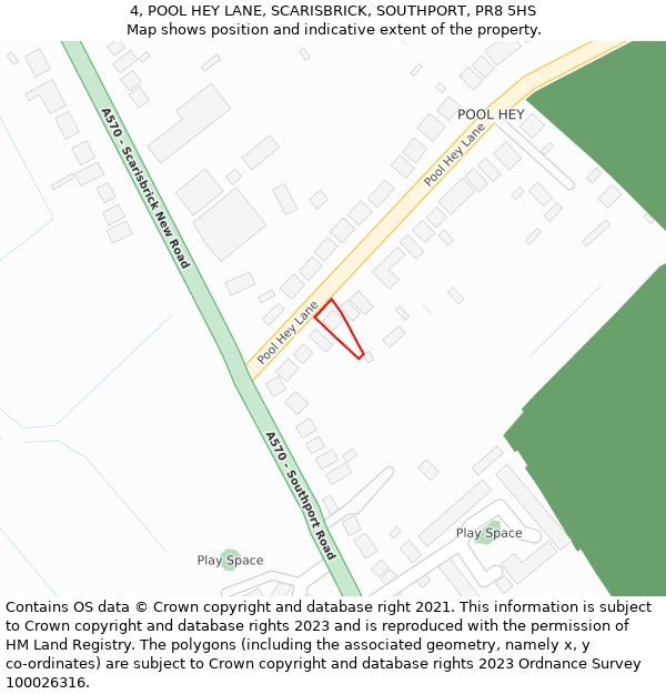 4, POOL HEY LANE, SCARISBRICK, SOUTHPORT, PR8 5HS: Location map and indicative extent of plot