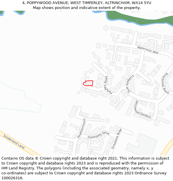 4, POPPYWOOD AVENUE, WEST TIMPERLEY, ALTRINCHAM, WA14 5YU: Location map and indicative extent of plot