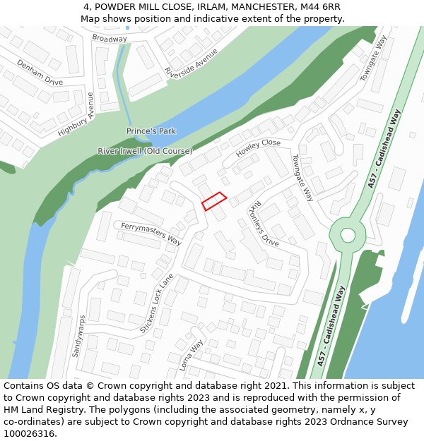 4, POWDER MILL CLOSE, IRLAM, MANCHESTER, M44 6RR: Location map and indicative extent of plot