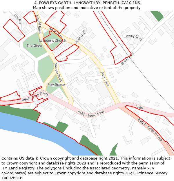 4, POWLEYS GARTH, LANGWATHBY, PENRITH, CA10 1NS: Location map and indicative extent of plot