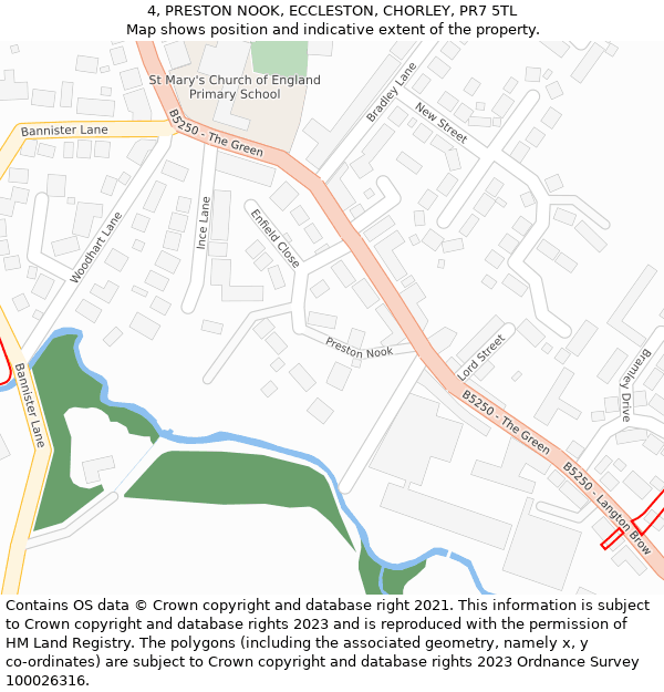 4, PRESTON NOOK, ECCLESTON, CHORLEY, PR7 5TL: Location map and indicative extent of plot