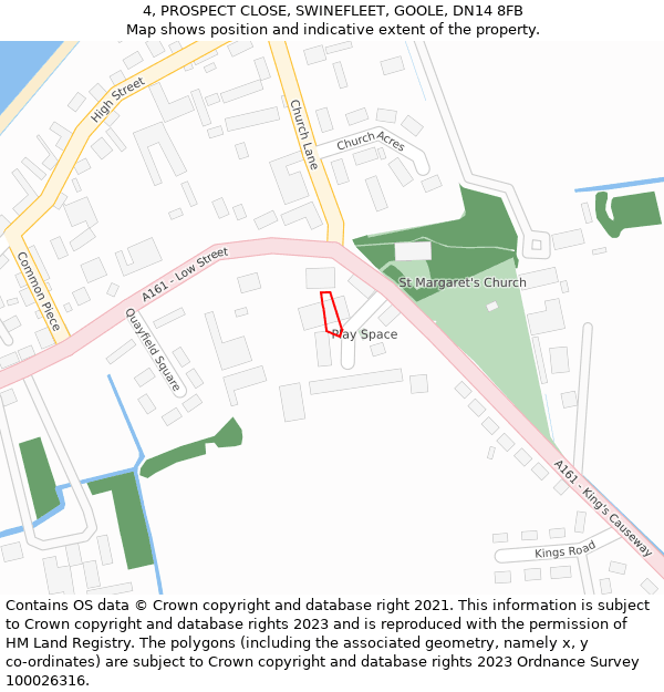 4, PROSPECT CLOSE, SWINEFLEET, GOOLE, DN14 8FB: Location map and indicative extent of plot