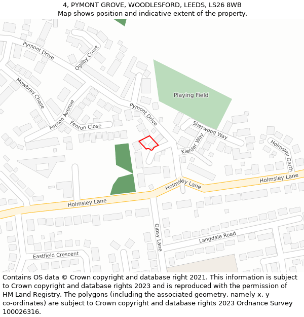 4, PYMONT GROVE, WOODLESFORD, LEEDS, LS26 8WB: Location map and indicative extent of plot