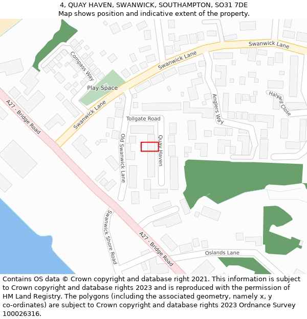 4, QUAY HAVEN, SWANWICK, SOUTHAMPTON, SO31 7DE: Location map and indicative extent of plot