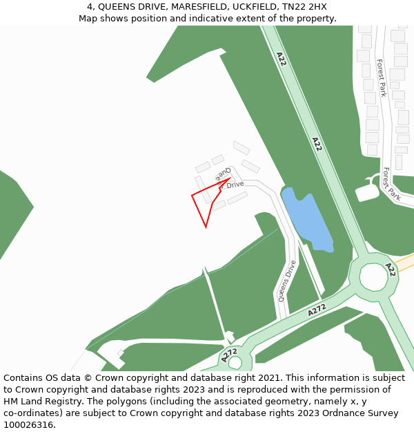 4, QUEENS DRIVE, MARESFIELD, UCKFIELD, TN22 2HX: Location map and indicative extent of plot