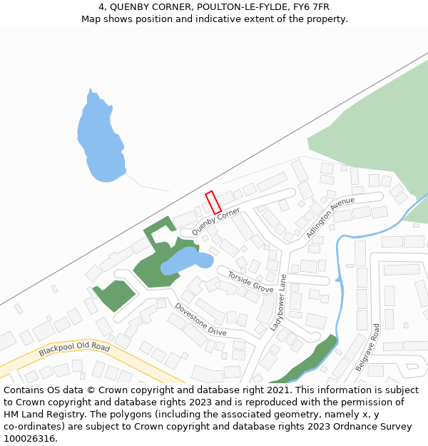 4, QUENBY CORNER, POULTON-LE-FYLDE, FY6 7FR: Location map and indicative extent of plot