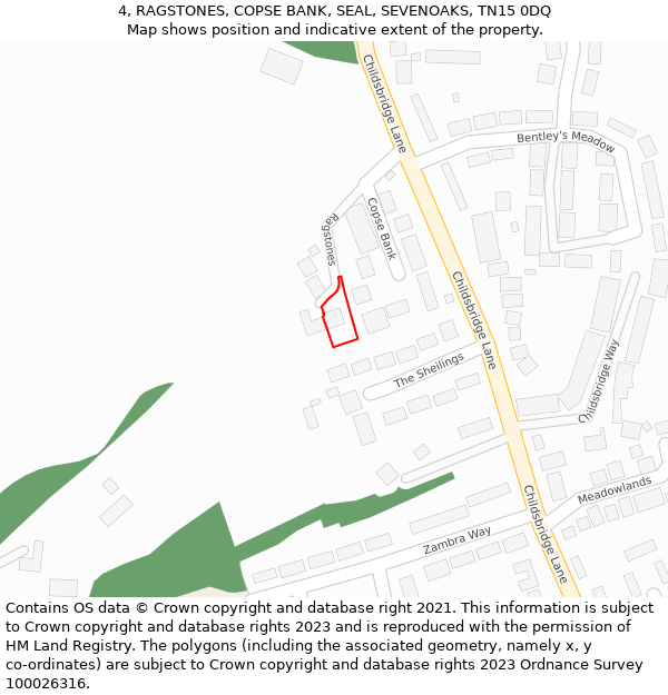 4, RAGSTONES, COPSE BANK, SEAL, SEVENOAKS, TN15 0DQ: Location map and indicative extent of plot